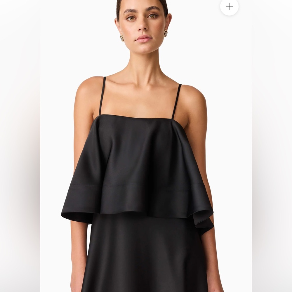 elliatt reyna black tiered ruffle draped satin maxi dress size medium NEW - Picture 4 of 14